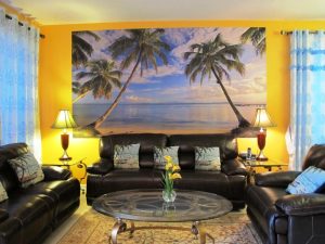 Beach Themed Room With Black Furniture