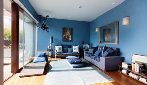 Blue Accent Wall Living Room