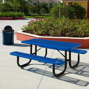 Blue Metal Picnic Tables