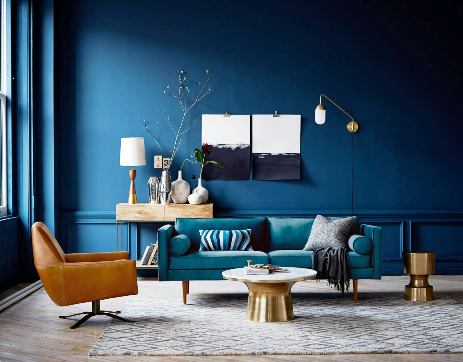 Slate Blue Living Room Walls — Randolph Indoor and Outdoor Design