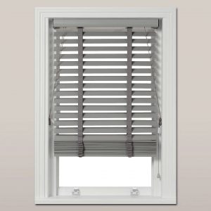 Gray Wood Window Blinds
