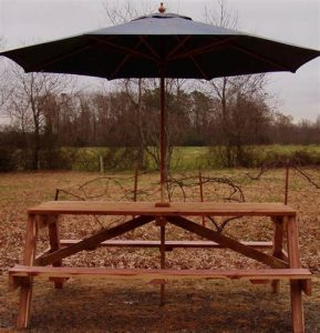 Long Picnic Table with Umbrella — Randolph Indoor and Outdoor Design