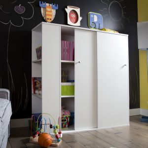 White Storage Closet with Sliding Doors