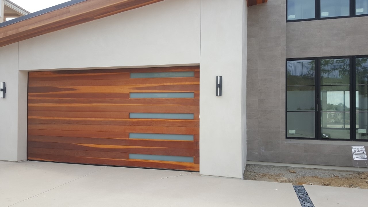 Contemporary Wood And Glass Garage Doors