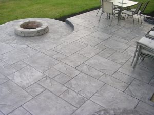 Brushed Backyard Stamped Concrete Patio Ideas