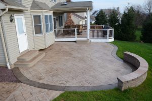 Stamped Concrete Patio Ideas with Fire Pit