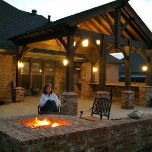 Covered Back Porch With Fireplace