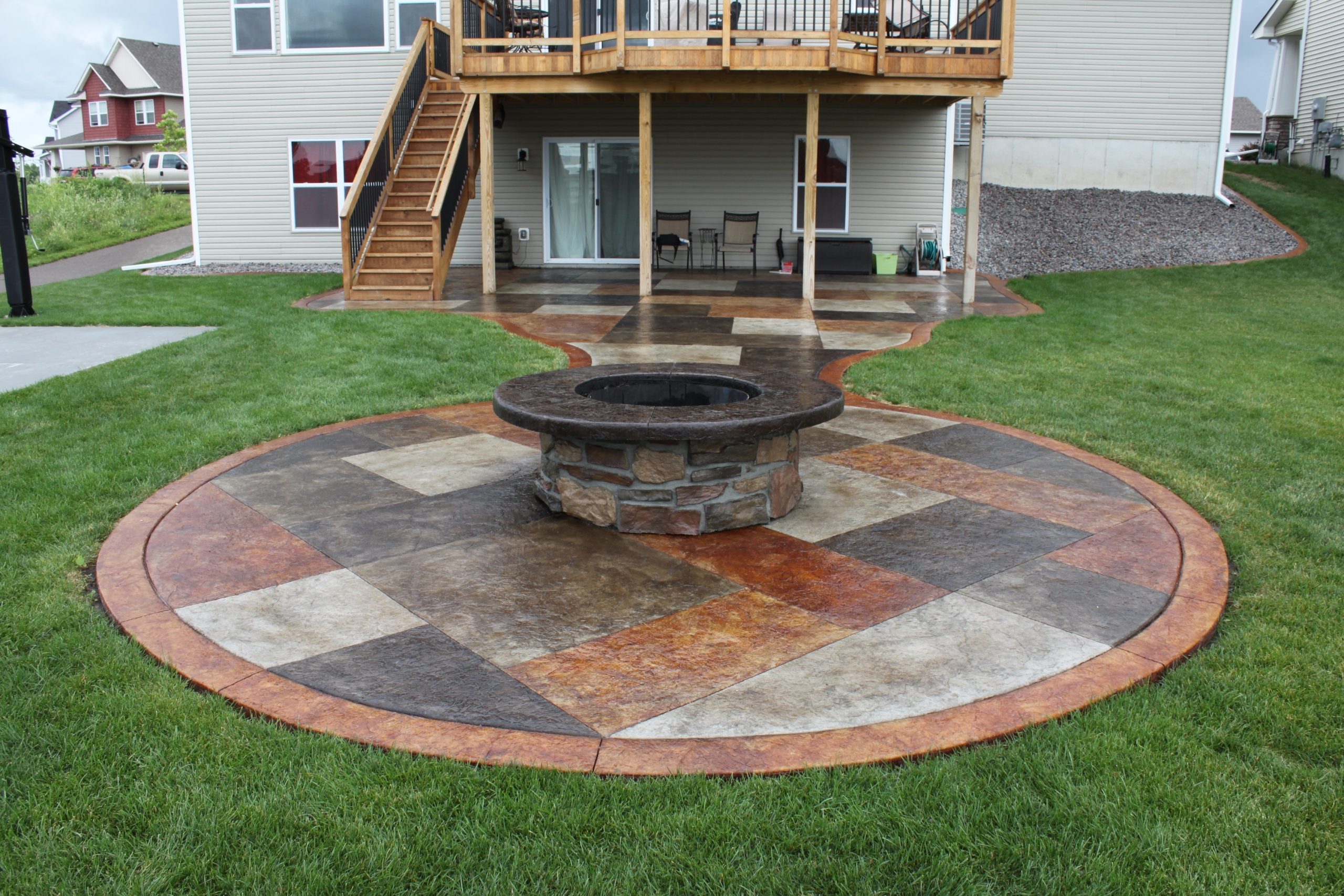 Large Backyard Stamped Concrete Patio Ideas — Randolph Indoor and