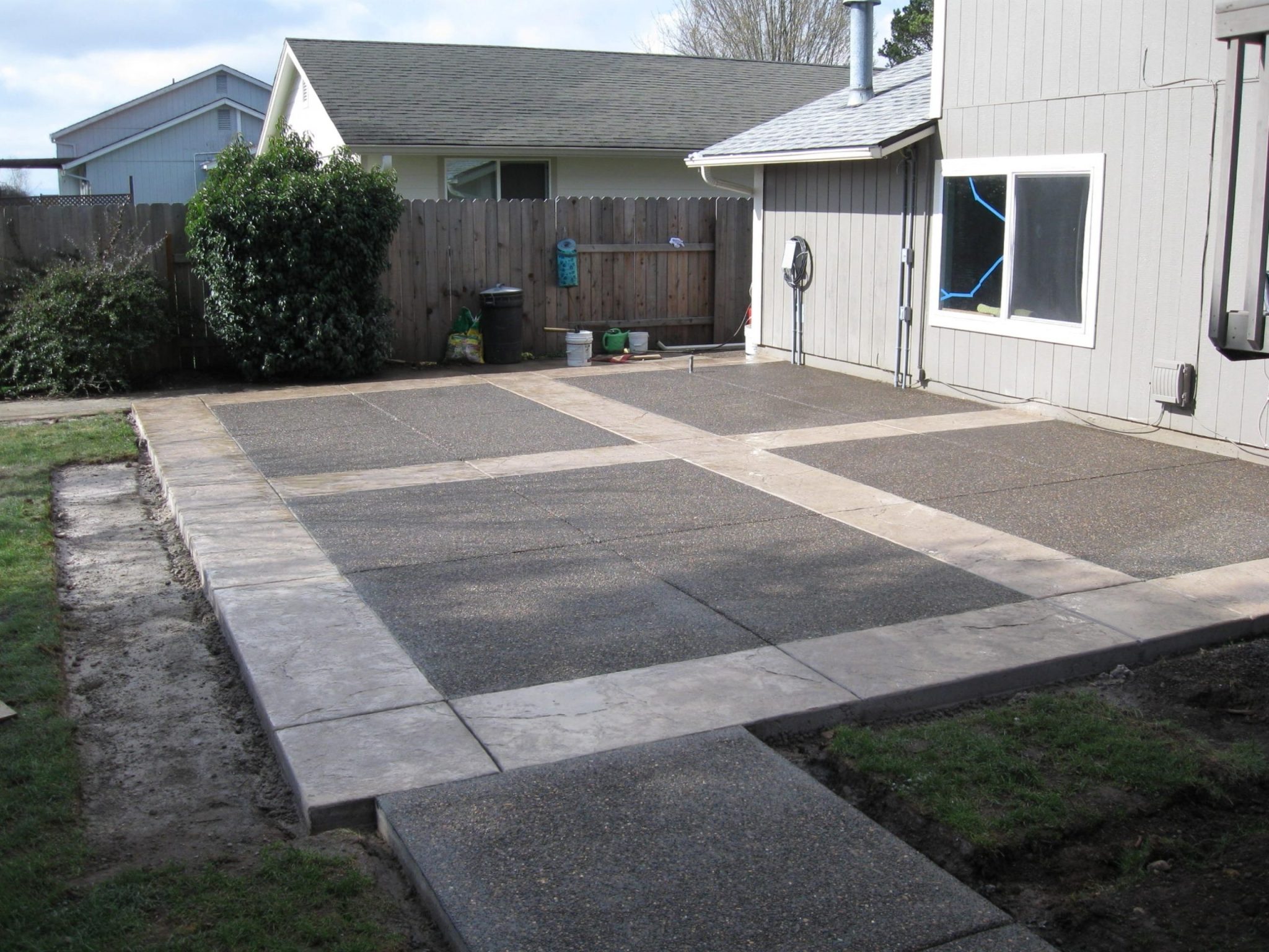 Rectangular Backyard Stamped Concrete Patio Ideas — Randolph Indoor and