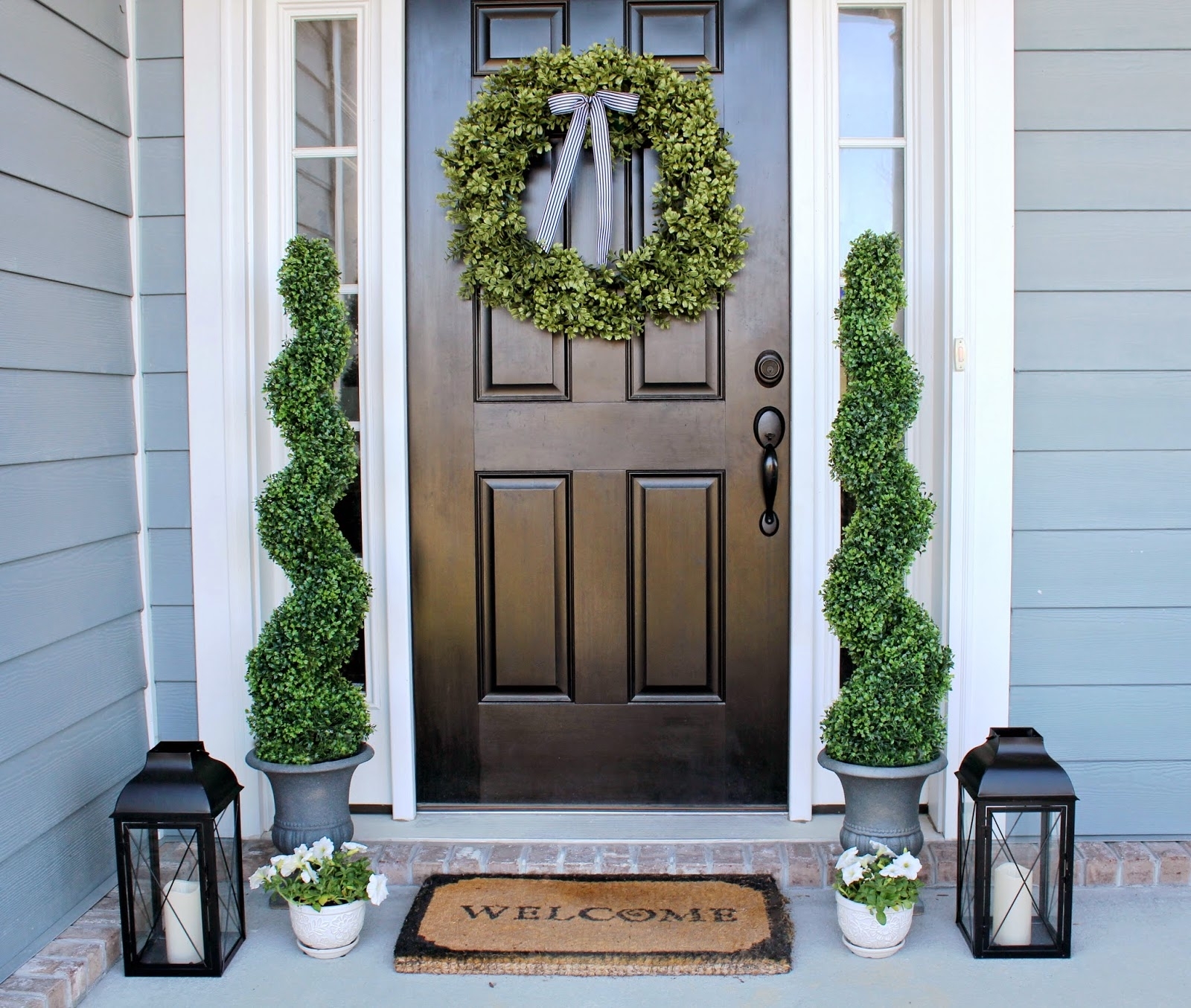 Elegant Topiary Trees For Front Porch.
