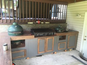 Corner Green Egg Built In Outdoor Kitchen