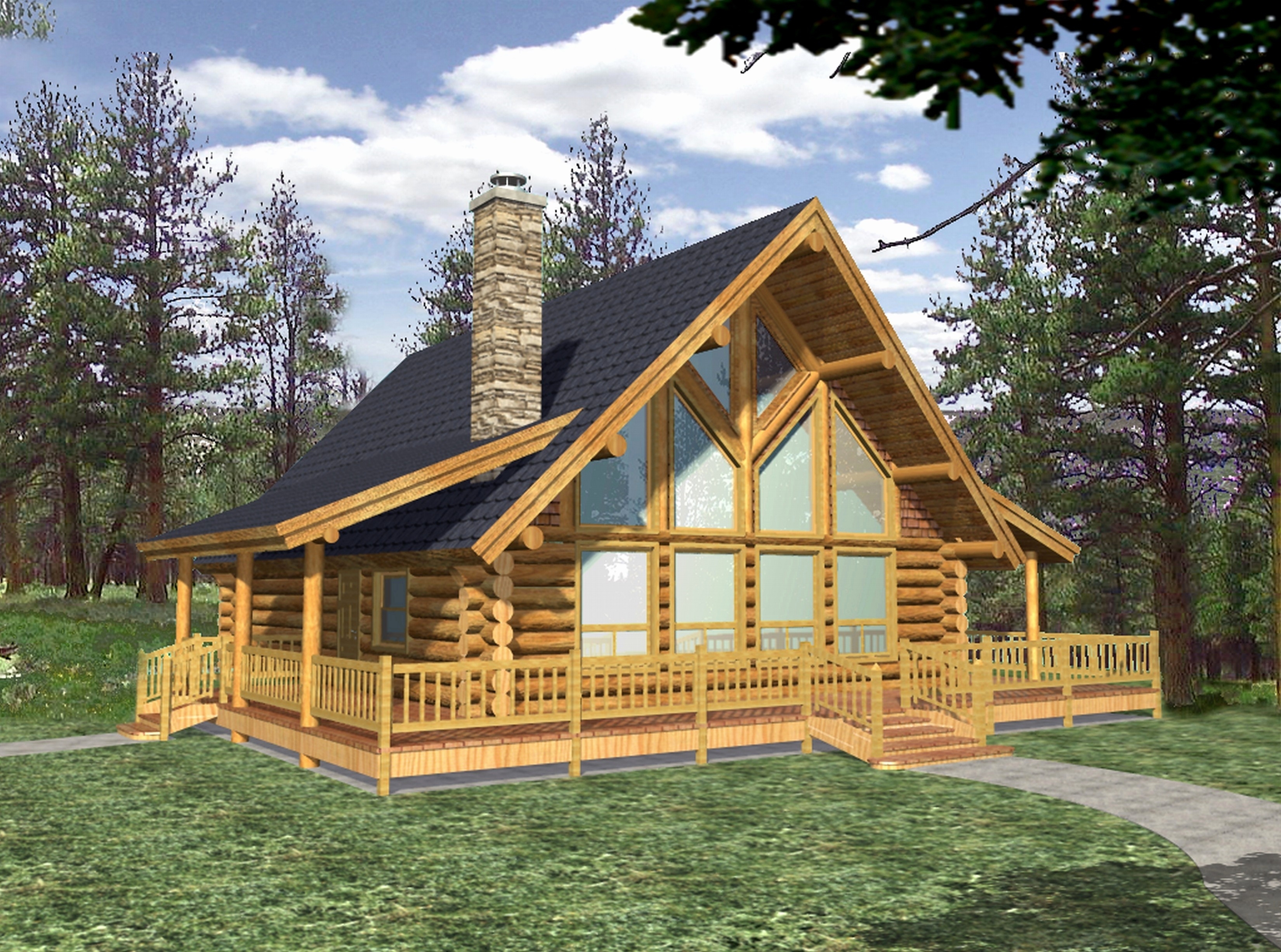 Exterio Log Cabin Pictures With Wrap Around Front Porch