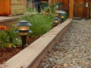 Flower Beds With Landscape Timber Spikes