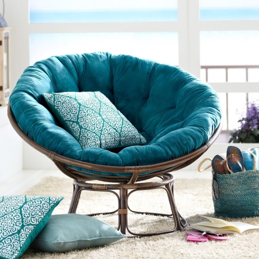 Round Folding Papasan Chair Teal — Randolph Indoor and Outdoor Design