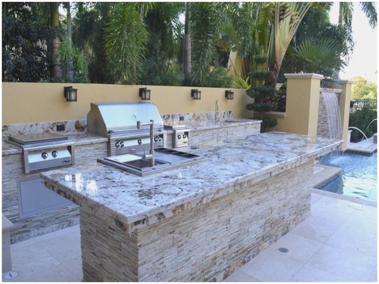 White Outdoor Kitchen Granite Countertops — Randolph Indoor and Outdoor Design