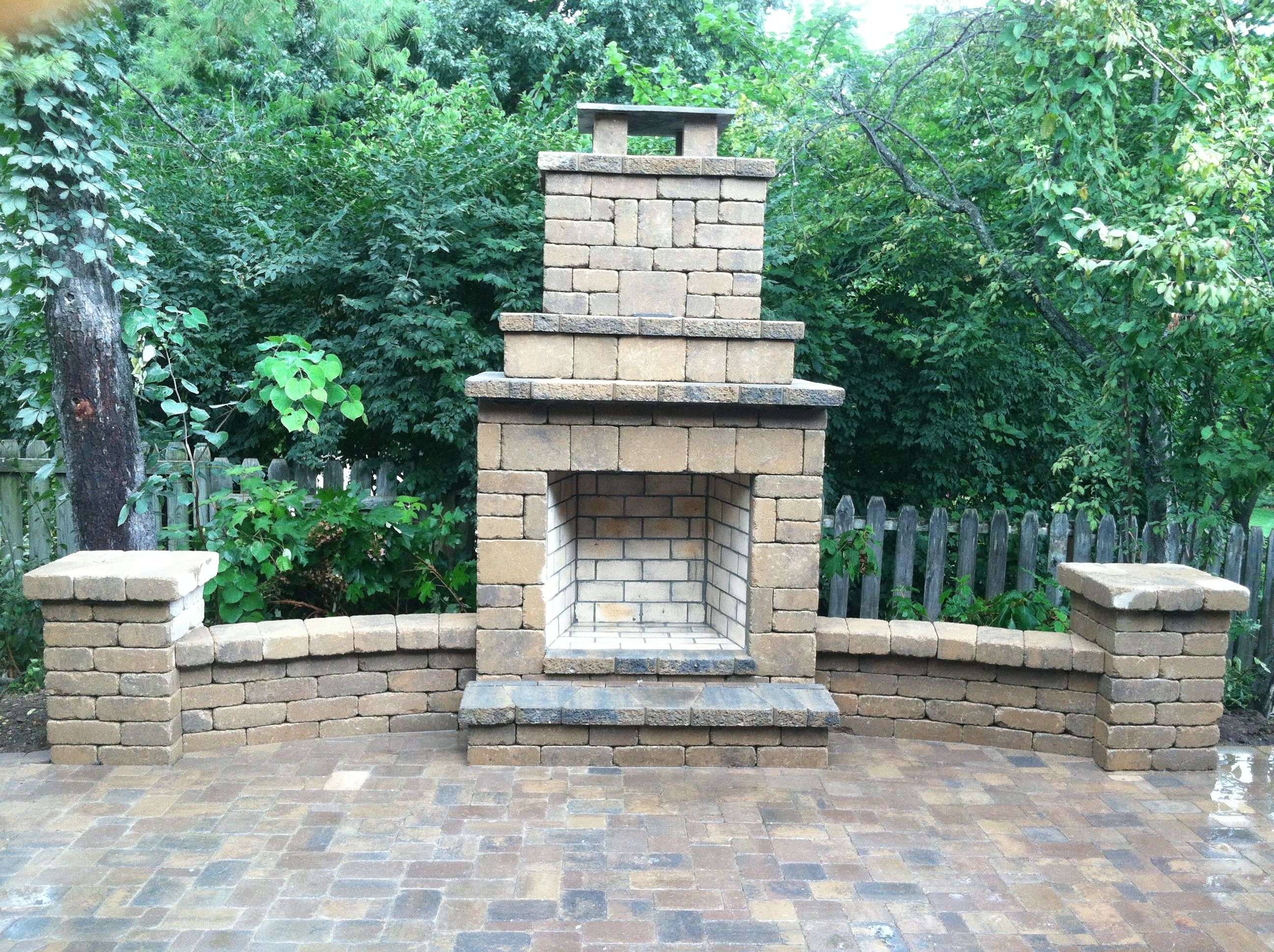 Inexpensive Outdoor Fireplace And Brick Paver Patio