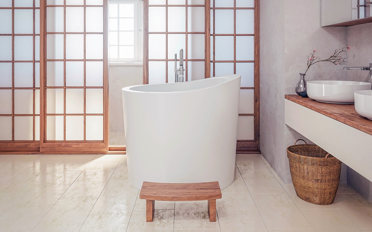 Small Master Spa Bathroom With Japanese Soaker Tub — Randolph Indoor and Outdoor Design