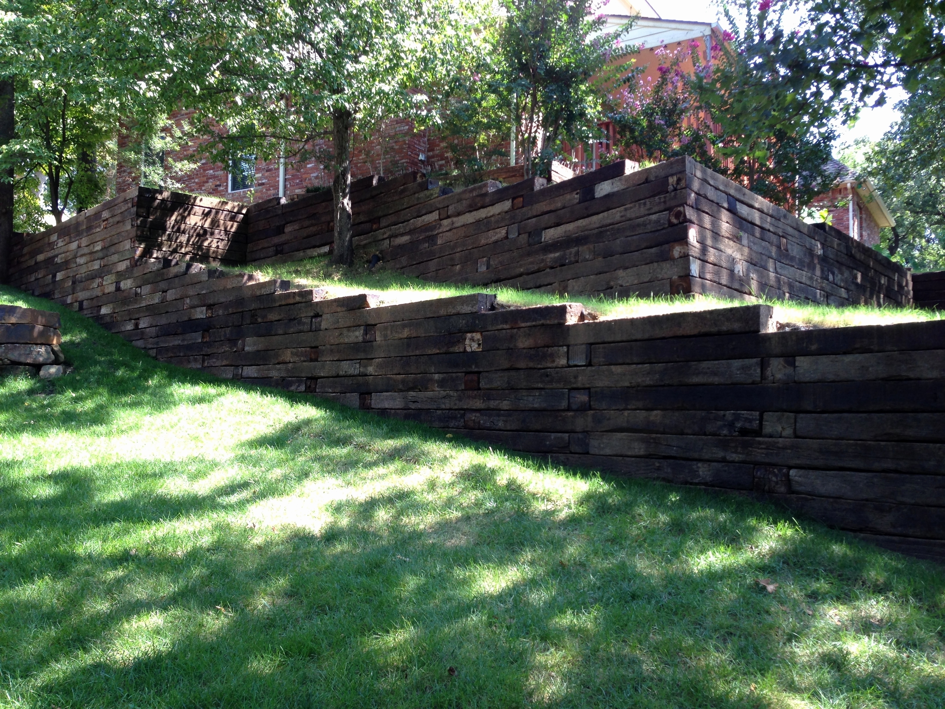 Landscape Using Stones And Railroad Ties Together