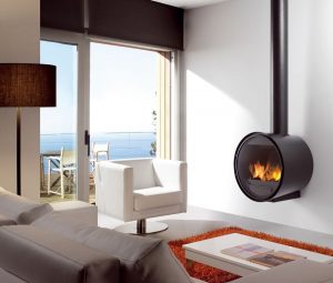 Large Hopper Pellet Burning Stove With Wall Mounted Thermostat