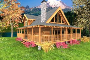 Log Cabin A Frame With Wrap Around Porch