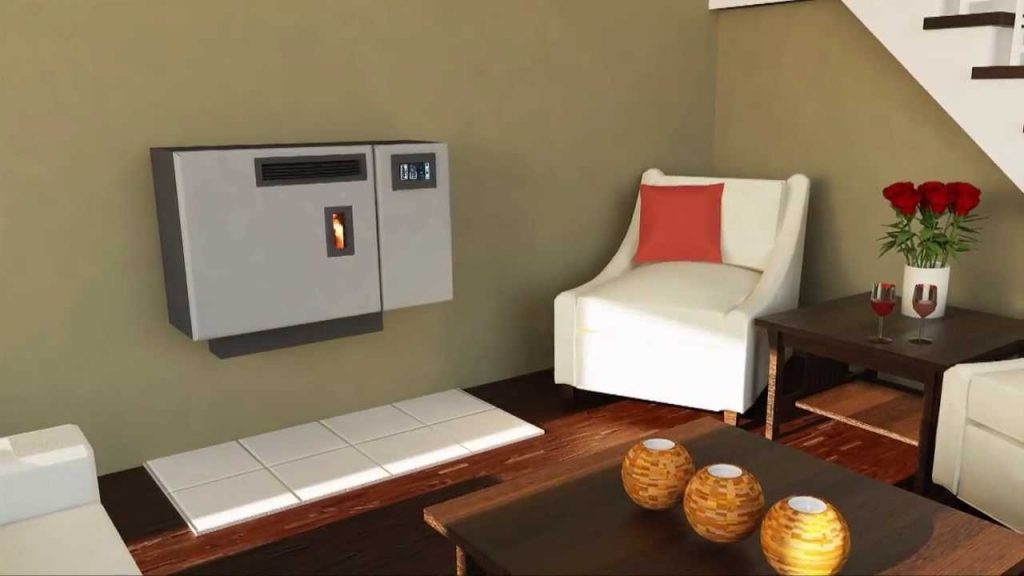 Corner Wall Mounted Tv Over Pellet Stove — Randolph Indoor and Outdoor