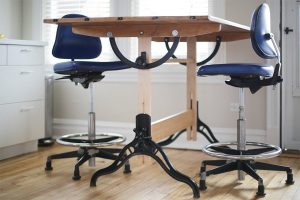 Vintage Turquoise Vinyl Drafting Stool