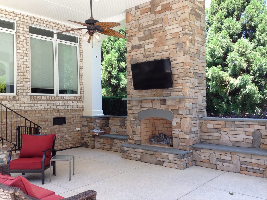 Wreath For Stone Outdoor Fireplace — Randolph Indoor and Outdoor Design